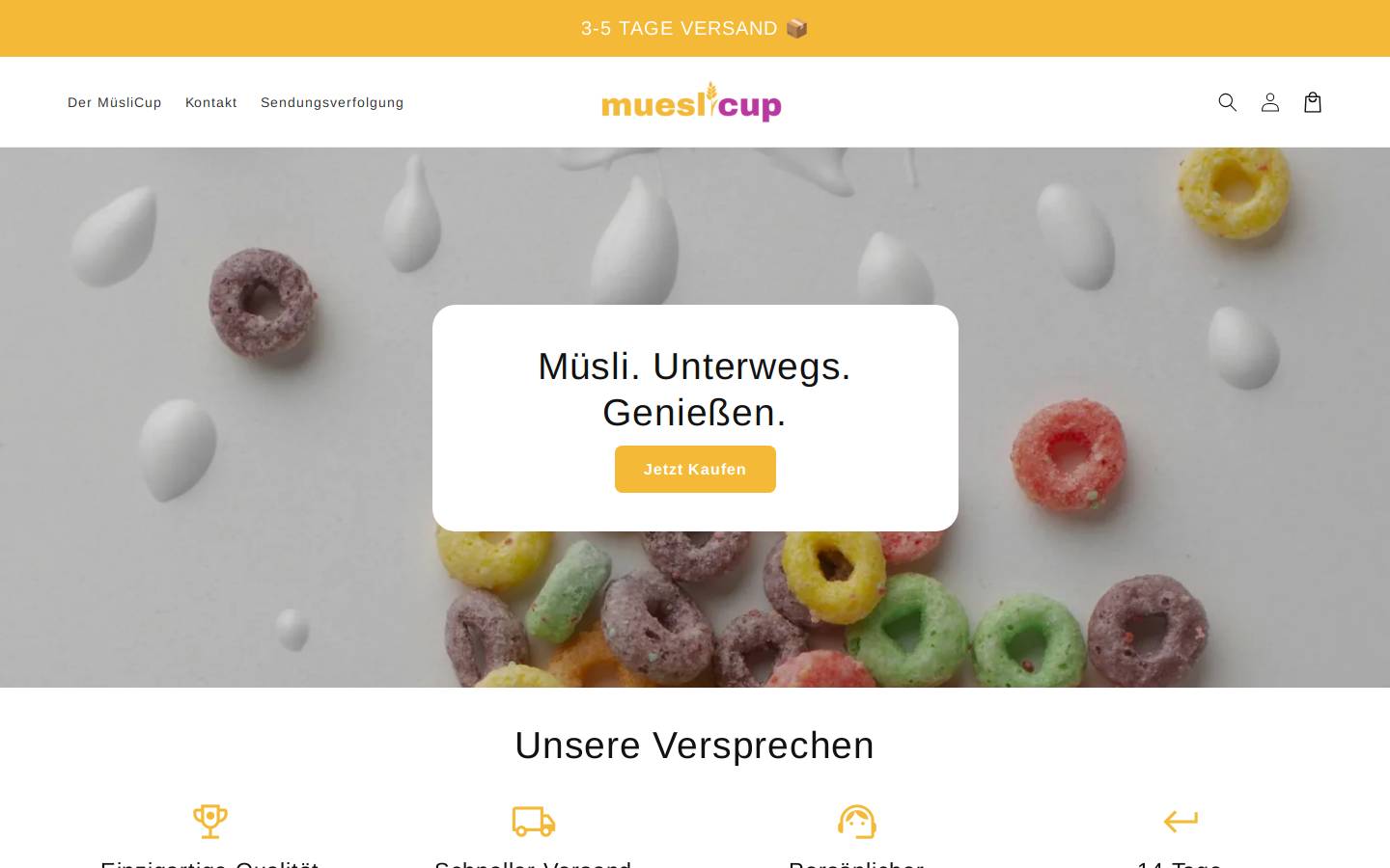 Mueslicup homepage screenshot
