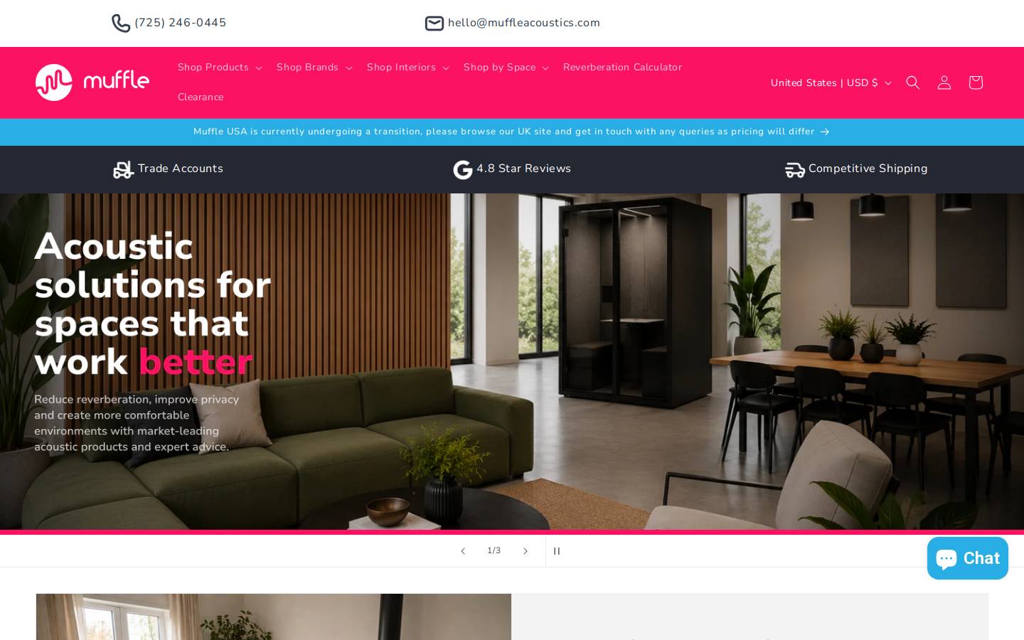 muffleacoustics.com homepage screenshot