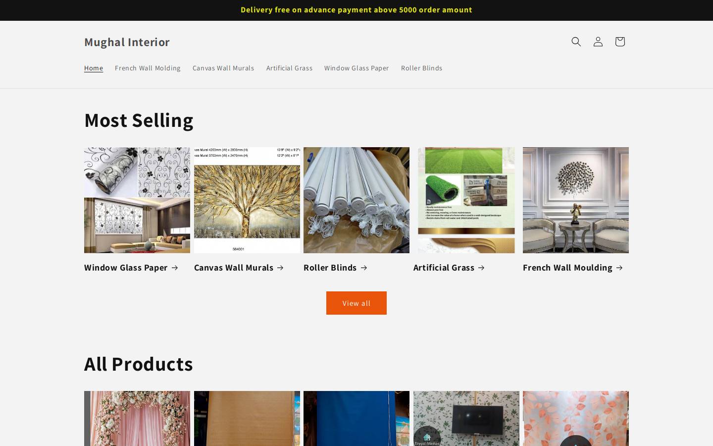 mughalinterior.com homepage screenshot