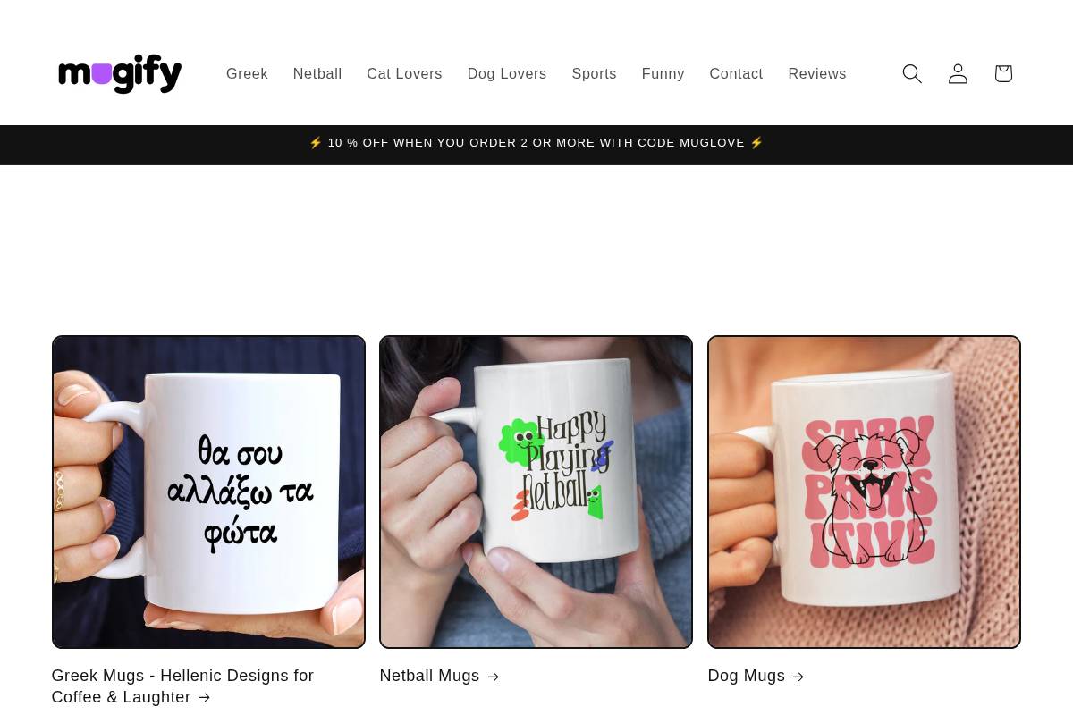 mugify.com.au homepage screenshot
