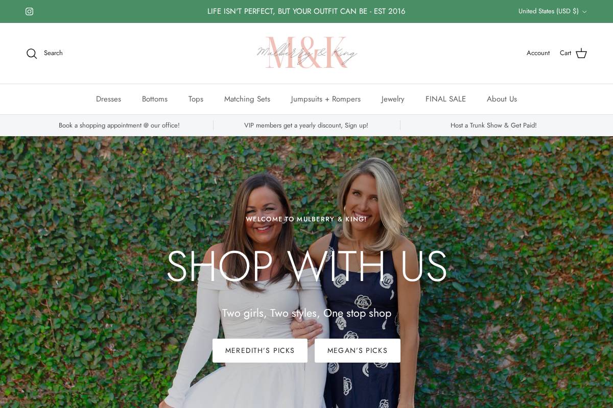 mulberryandking.com homepage screenshot