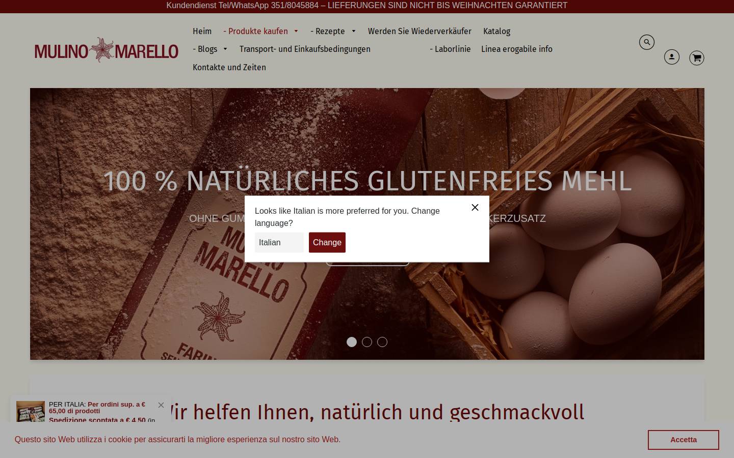 mulinomarello.de homepage screenshot
