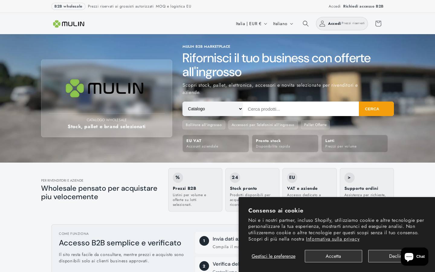 mulinsrlb2b.com homepage screenshot