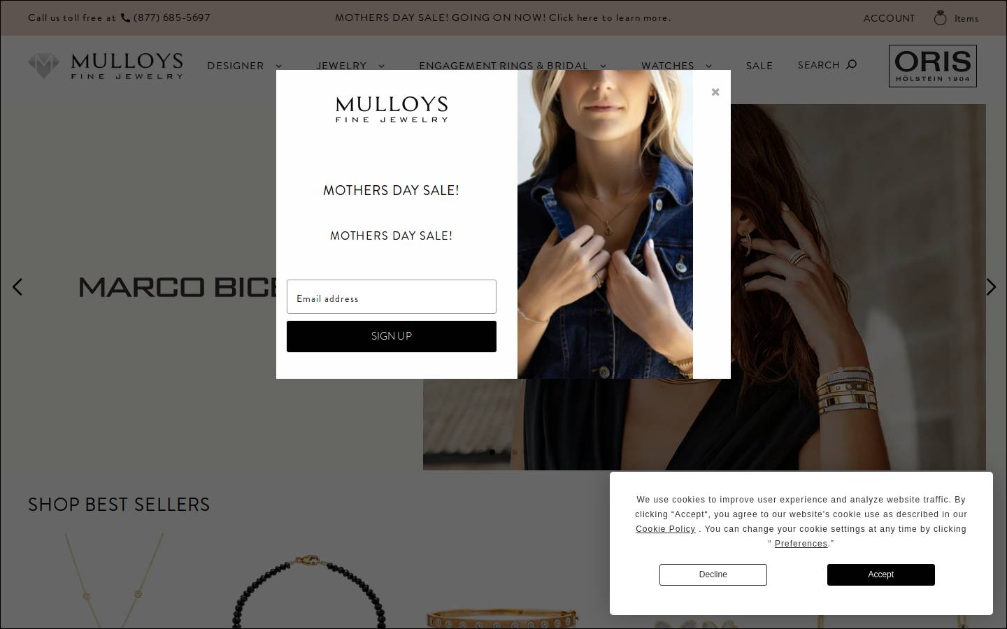 mulloysjewelry.com homepage screenshot