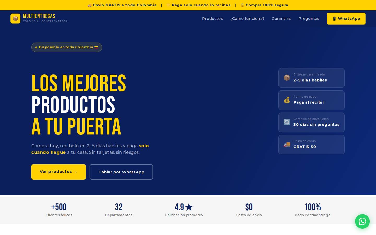 multientregas.com homepage screenshot