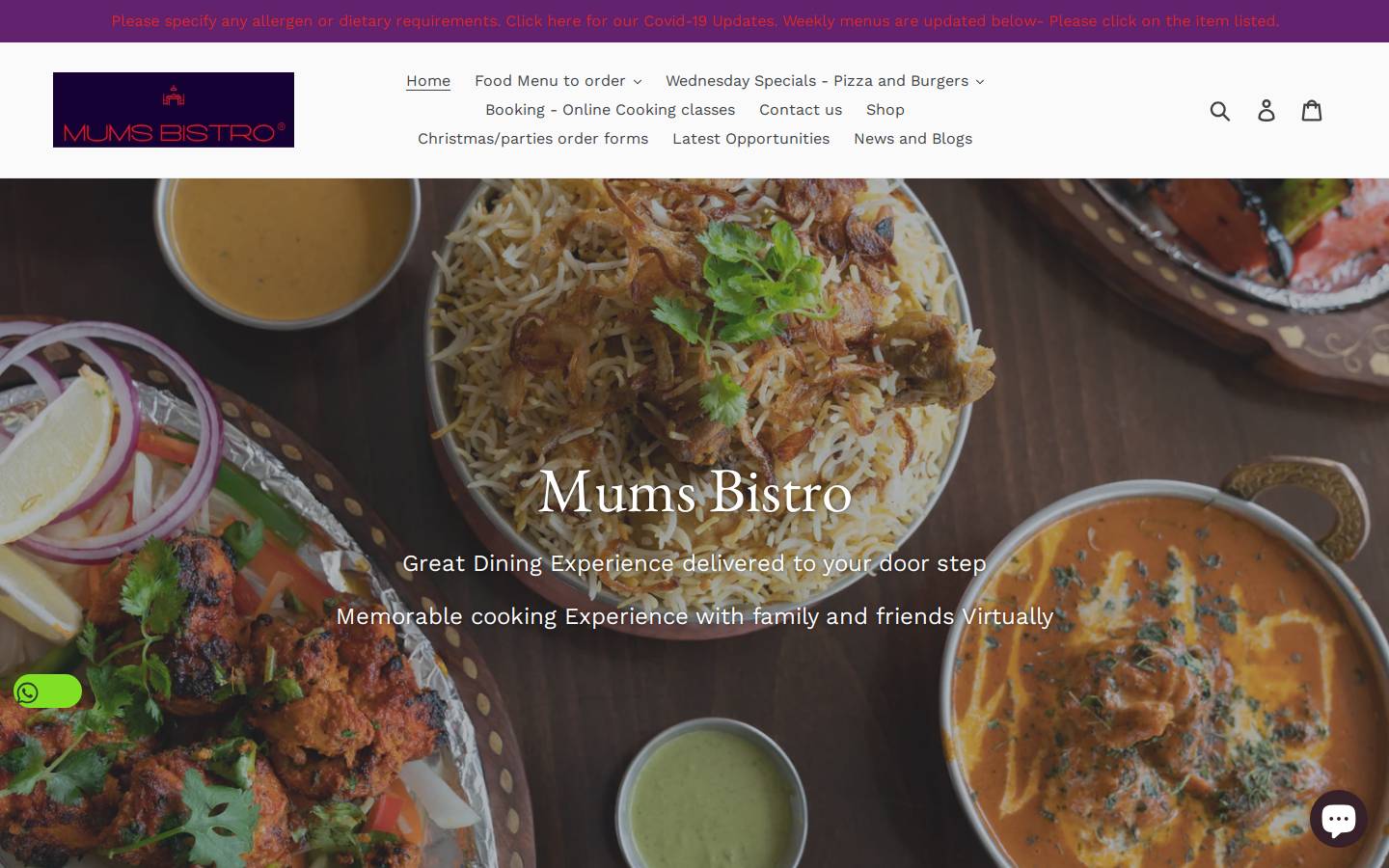mumbistro.com homepage screenshot