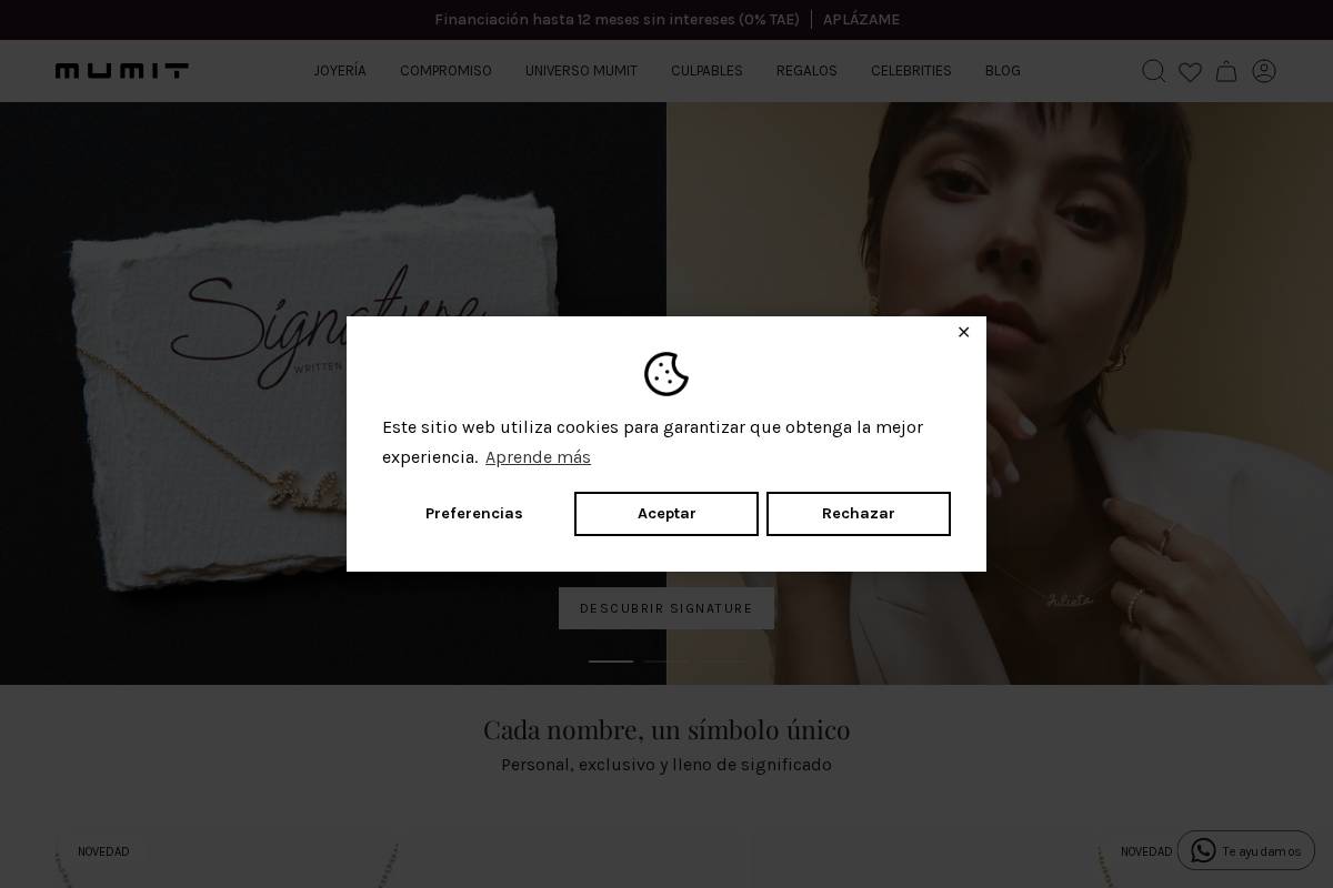 Mumit Jewelry homepage screenshot