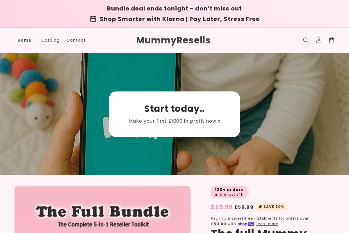 MummyResells homepage screenshot