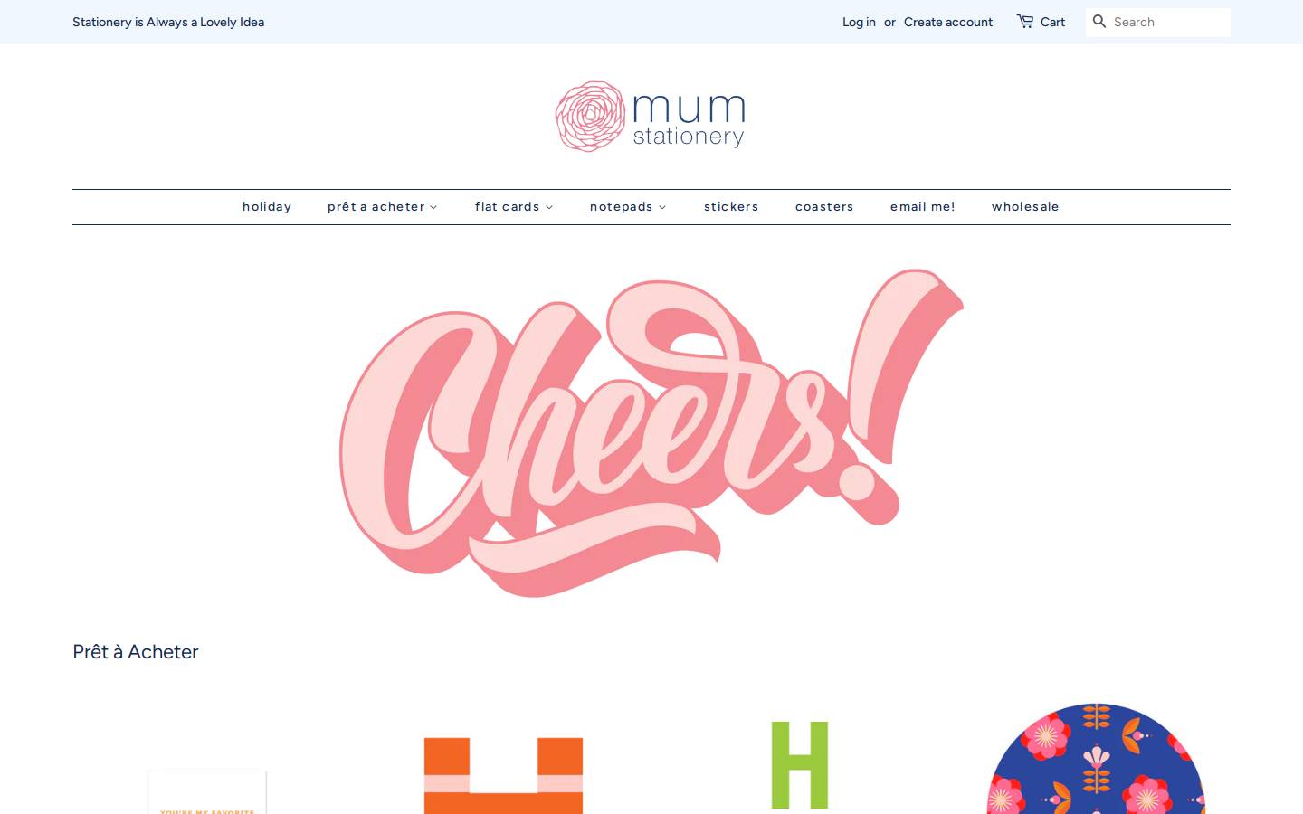 mumstationery.com homepage screenshot