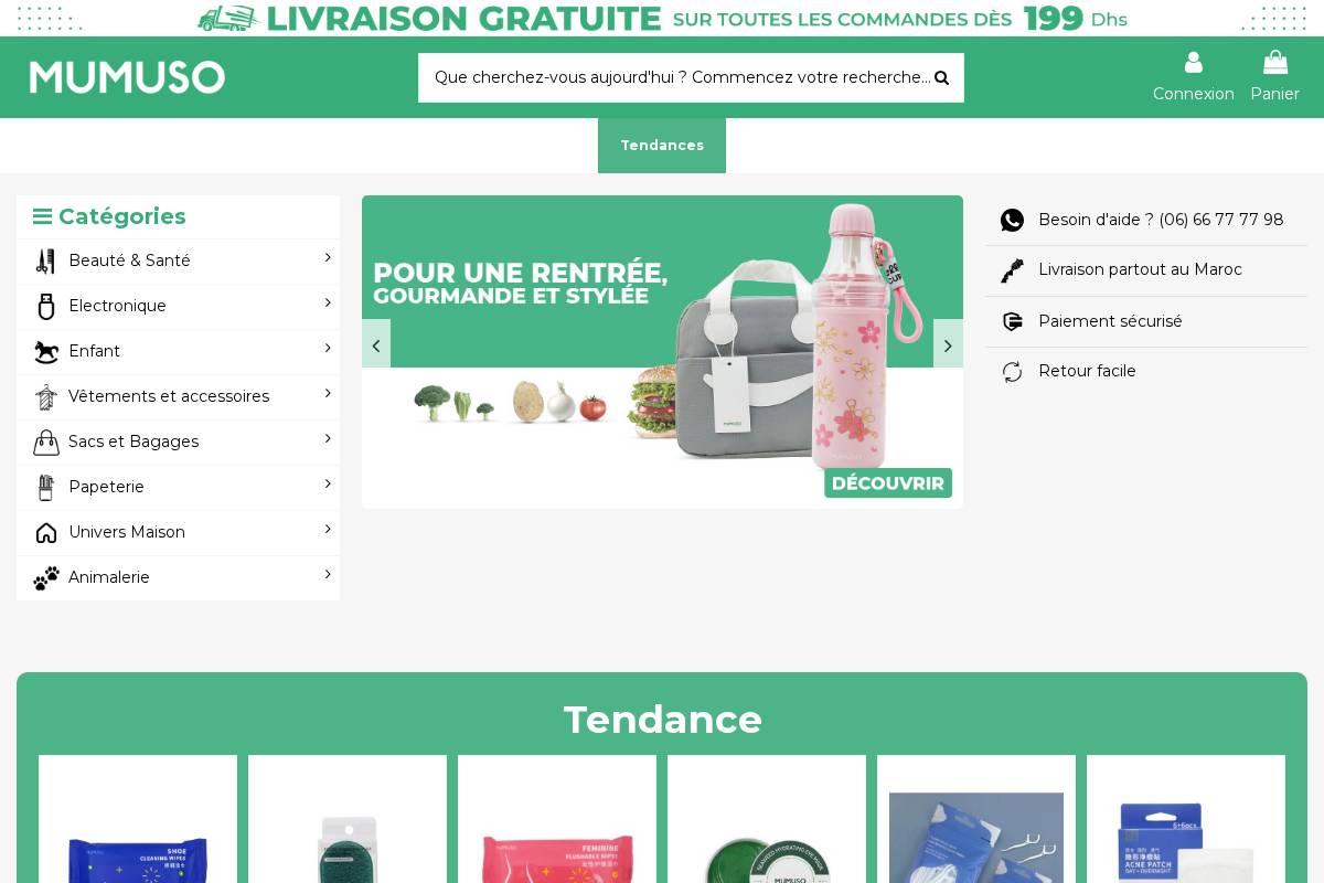 mumuso.co.ma homepage screenshot