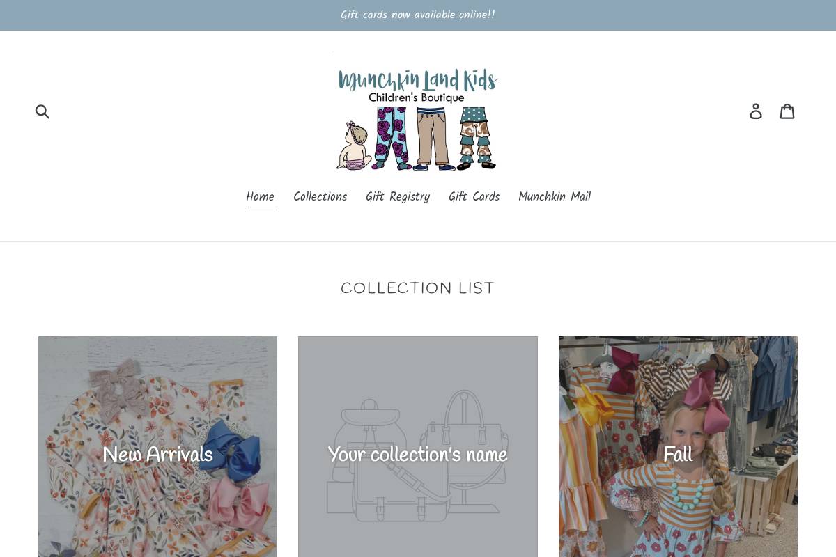 munchkinlandkids.com homepage screenshot