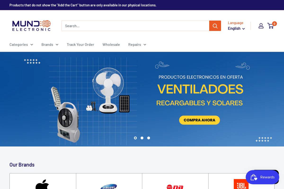 mundoelectronic.com homepage screenshot