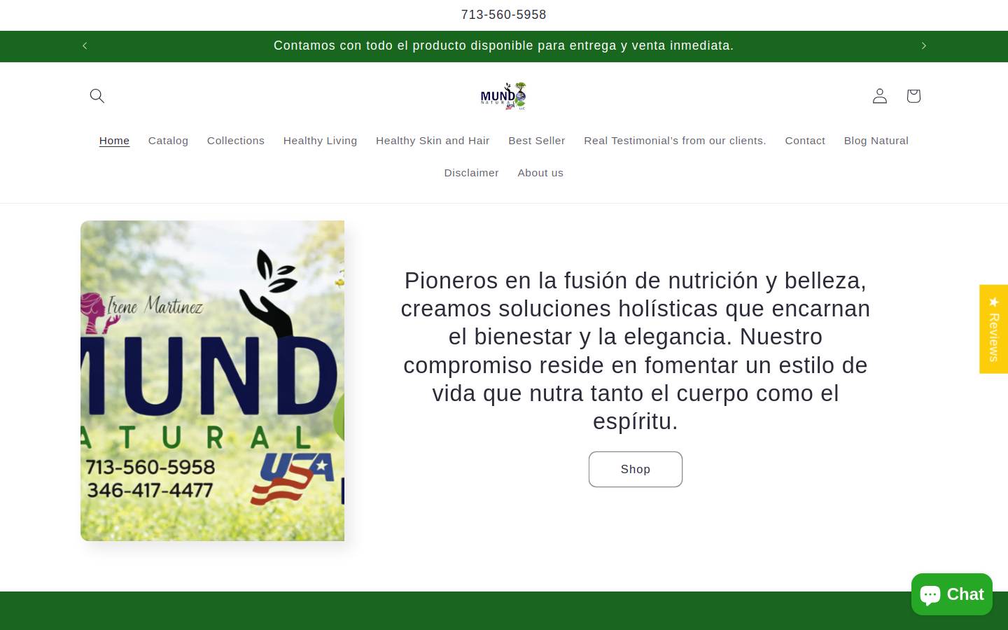 mundonaturalusa.com homepage screenshot