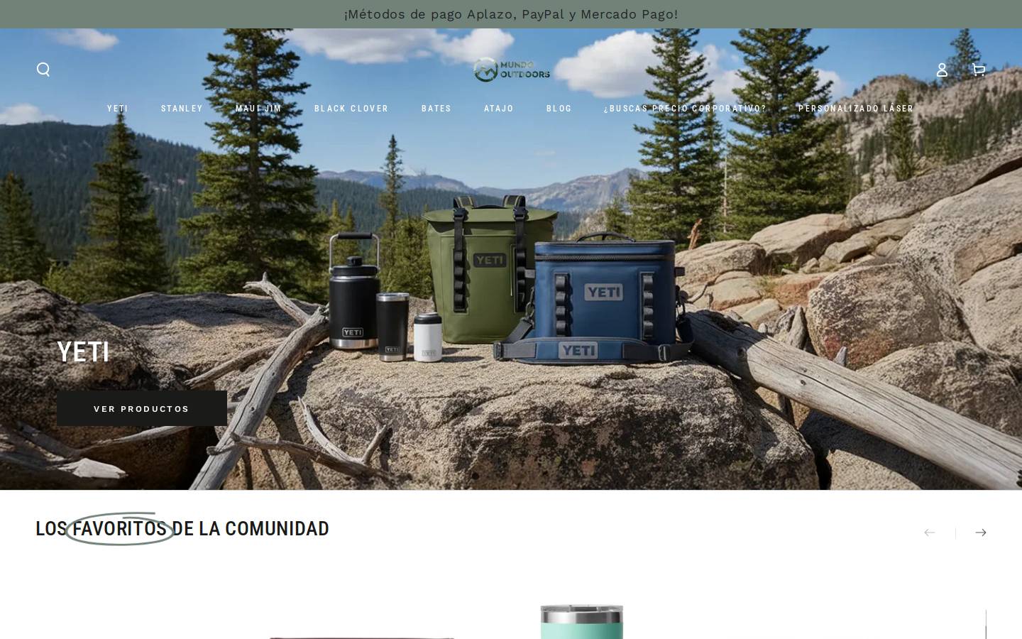 mundooutdoors.com homepage screenshot