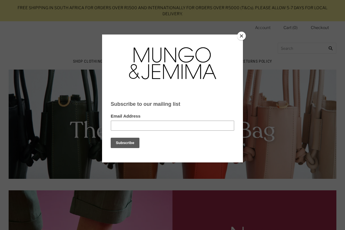 Mungo & Jemima Clothing homepage screenshot