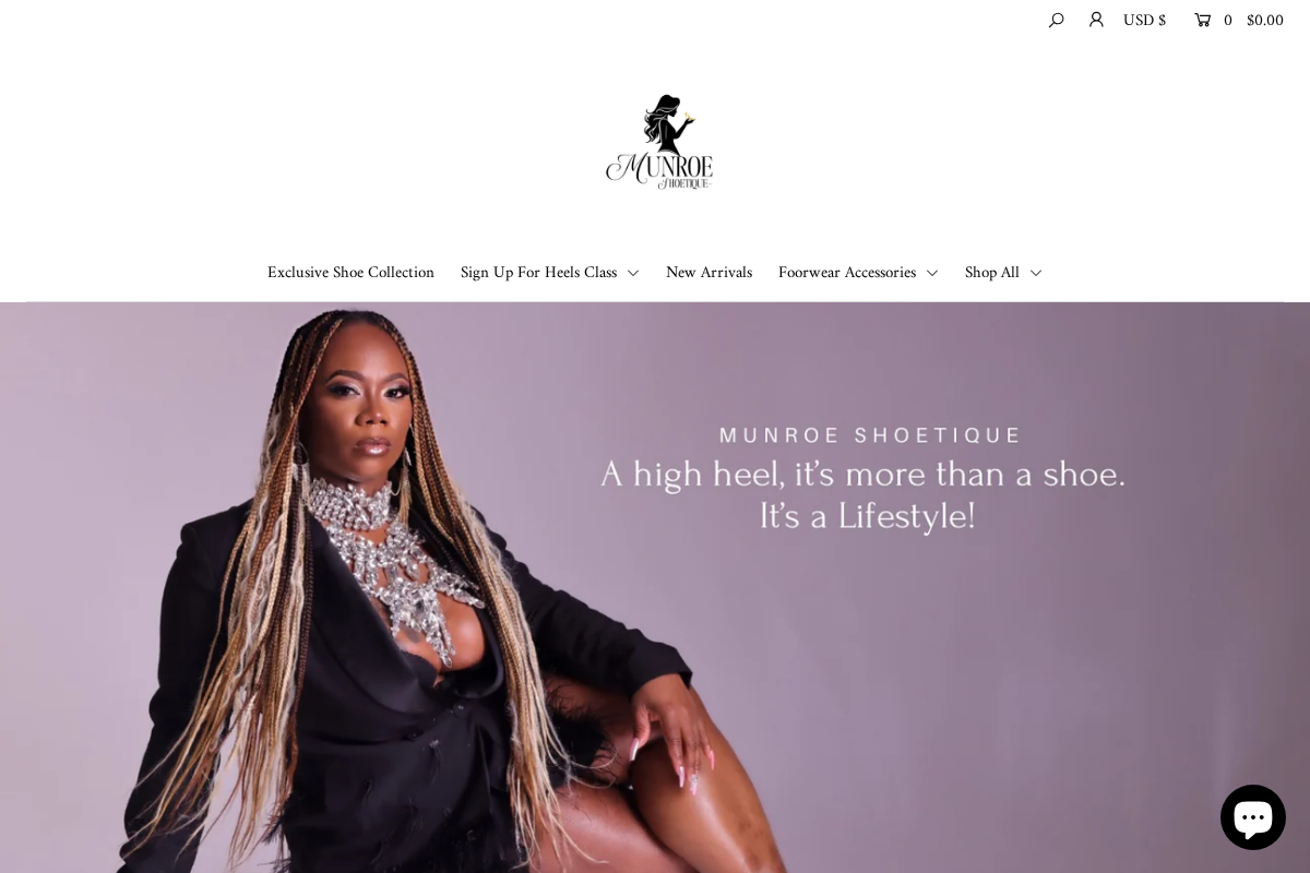 munroeshoetique.com homepage screenshot