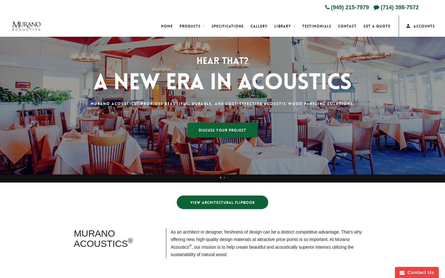 muranoacoustics.net homepage screenshot