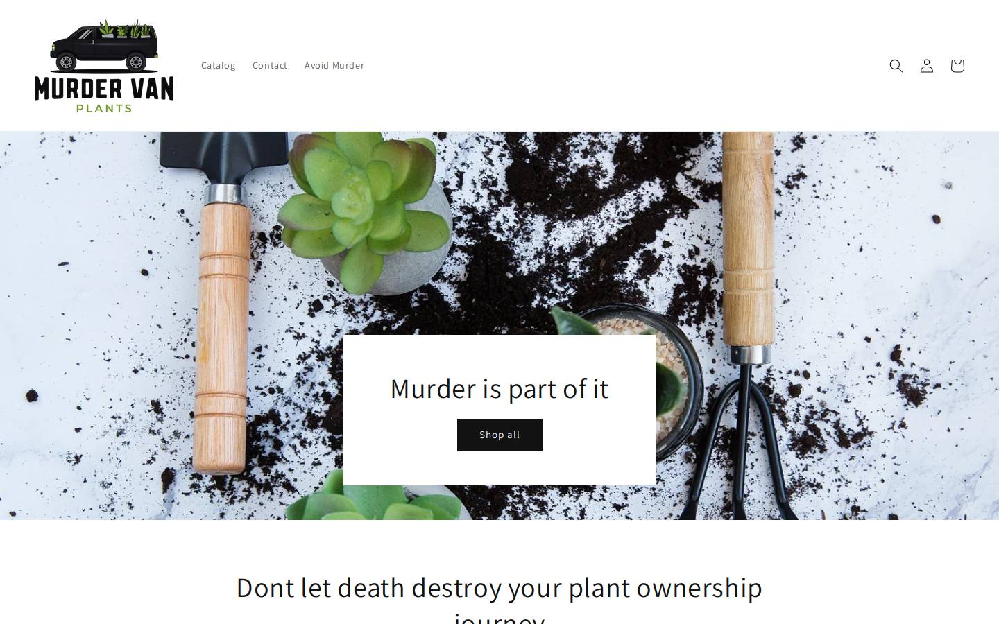 murdervanplants.com homepage screenshot