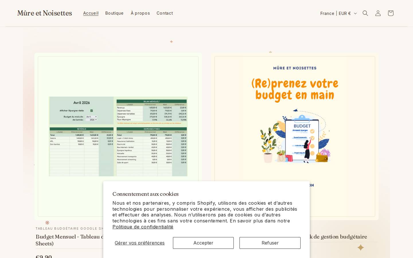 mureetnoisettes.com homepage screenshot