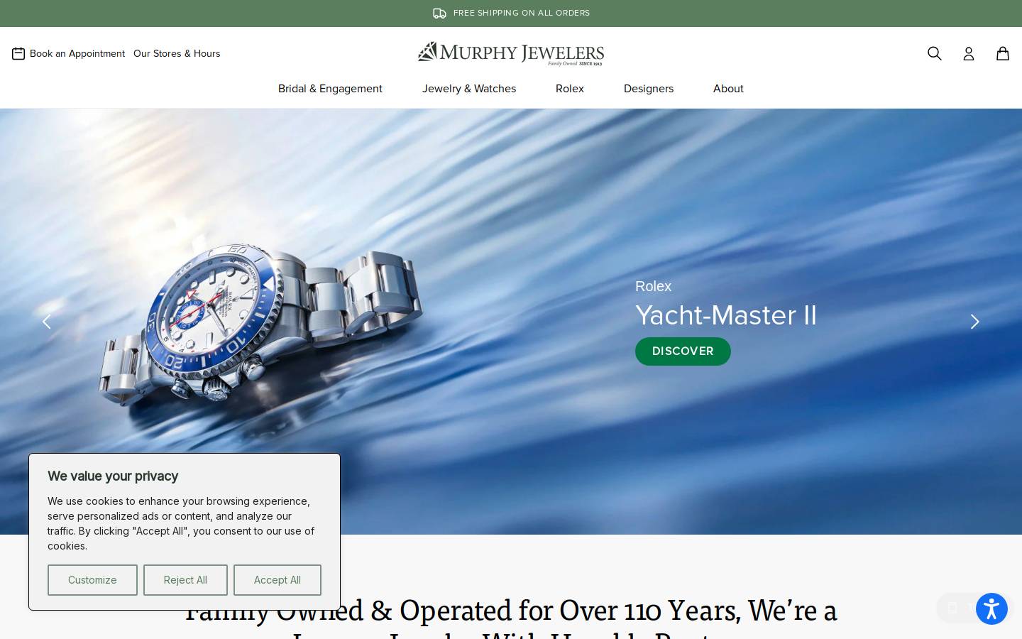 Murphy Jewelers homepage screenshot