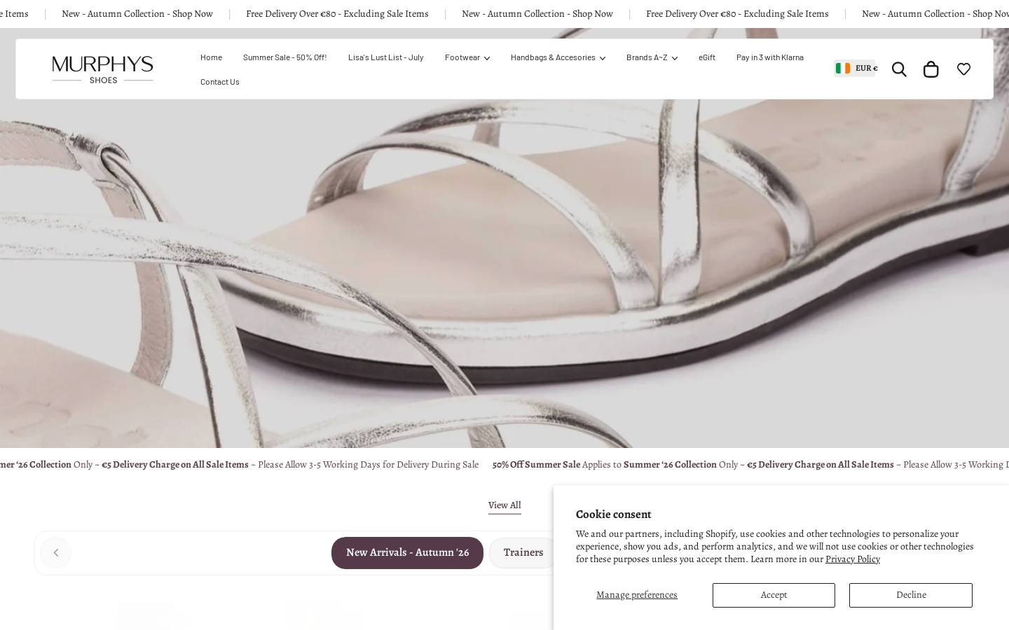 Murphys Shoes homepage screenshot