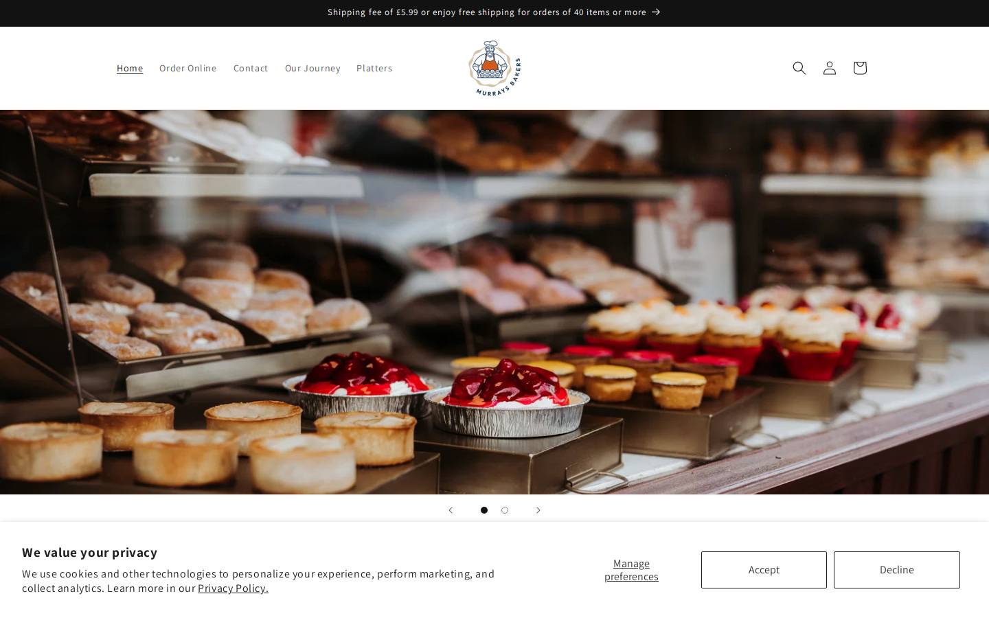 murraysbakers.com homepage screenshot