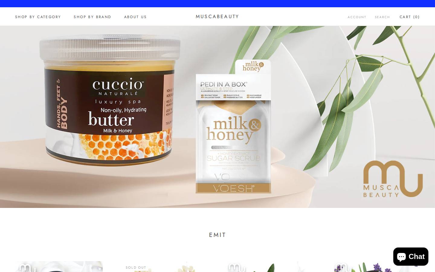 muscabeauty.com homepage screenshot