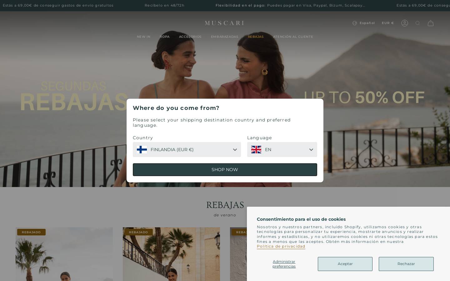muscarishop.es homepage screenshot