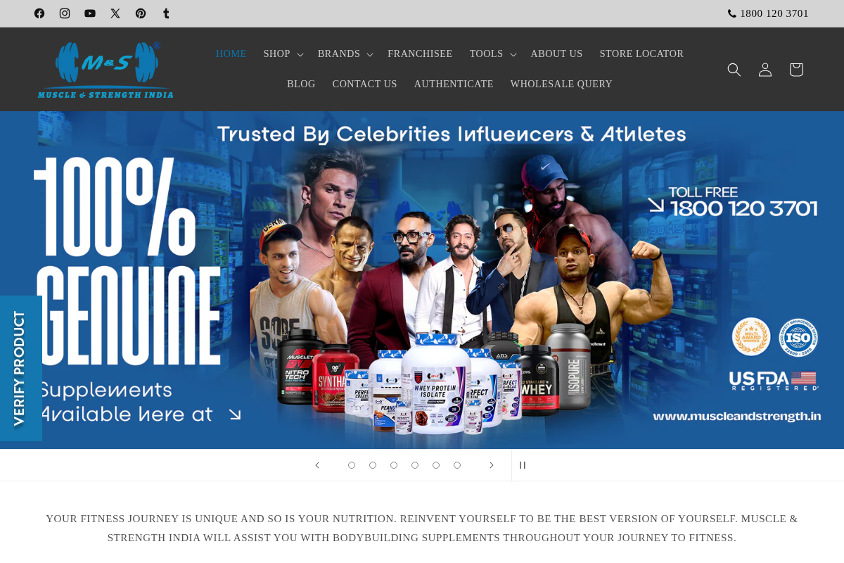 Muscle & Strength India homepage screenshot