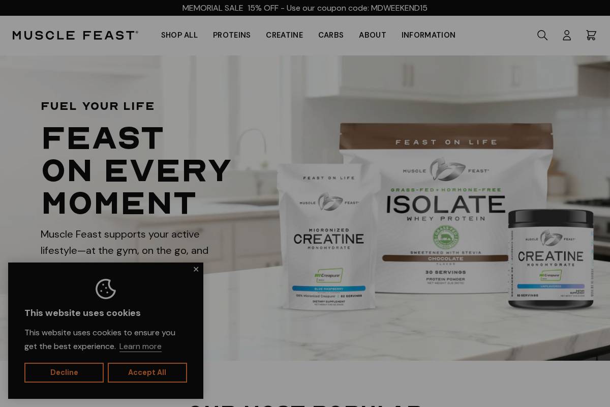 Muscle Feast homepage screenshot