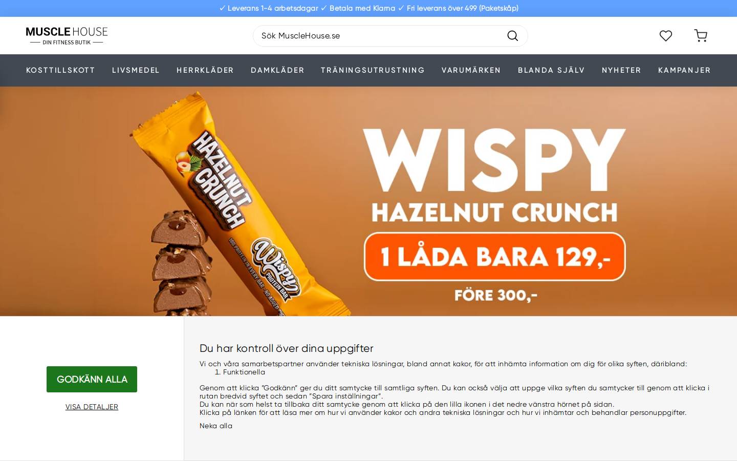 Musclehouse homepage screenshot