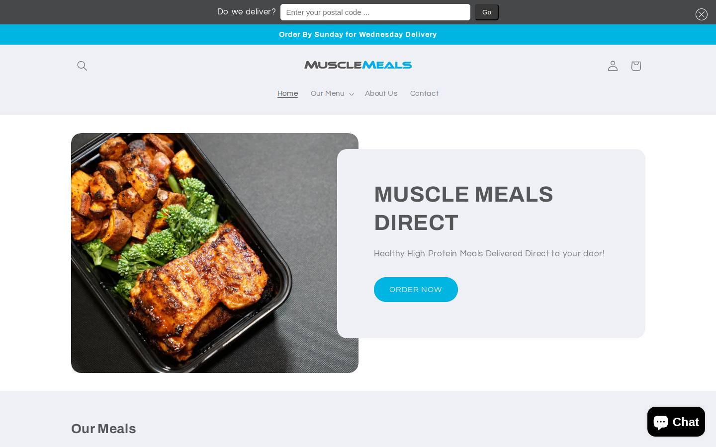 Muscle Meals Direct homepage screenshot