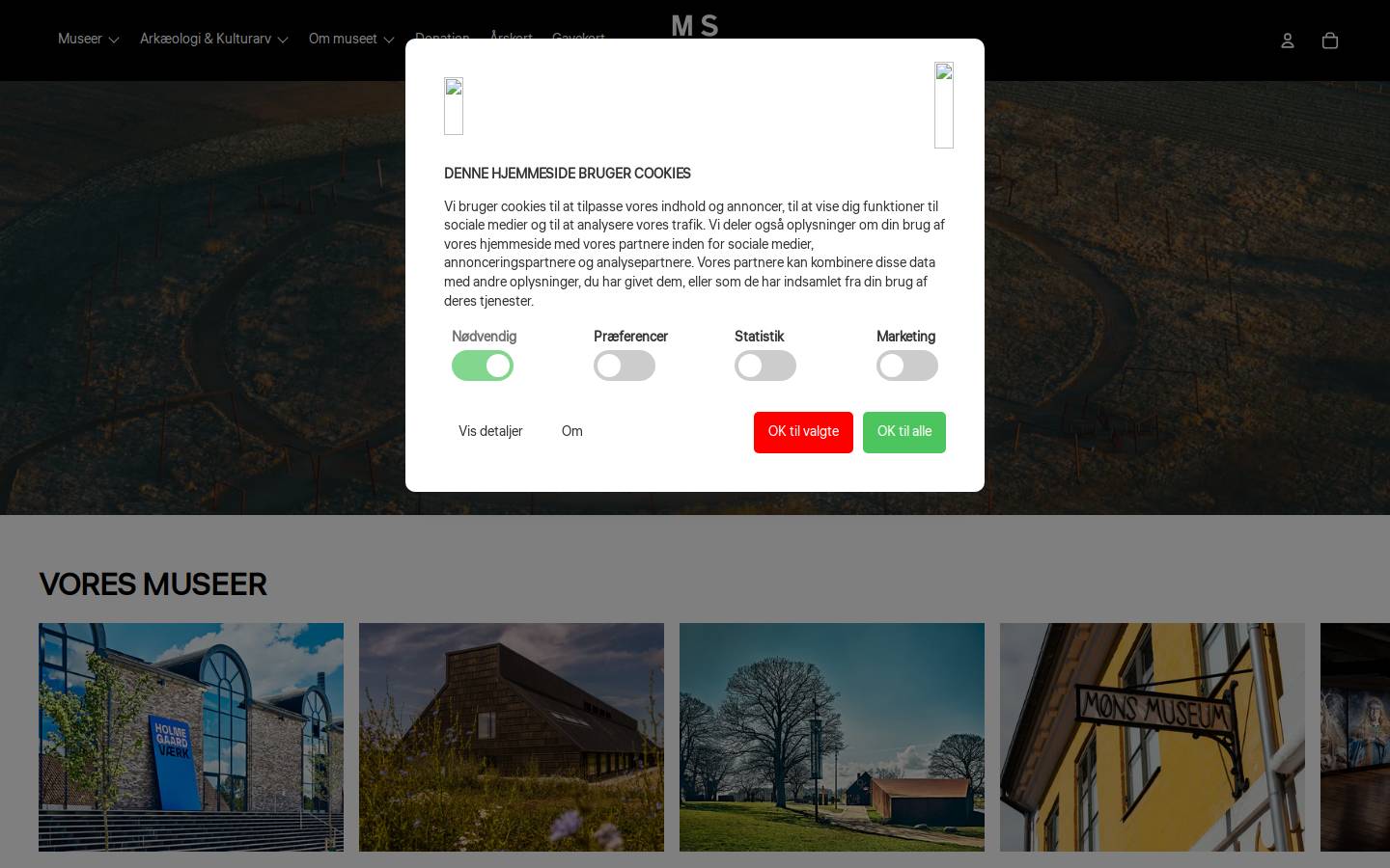 Museerne homepage screenshot