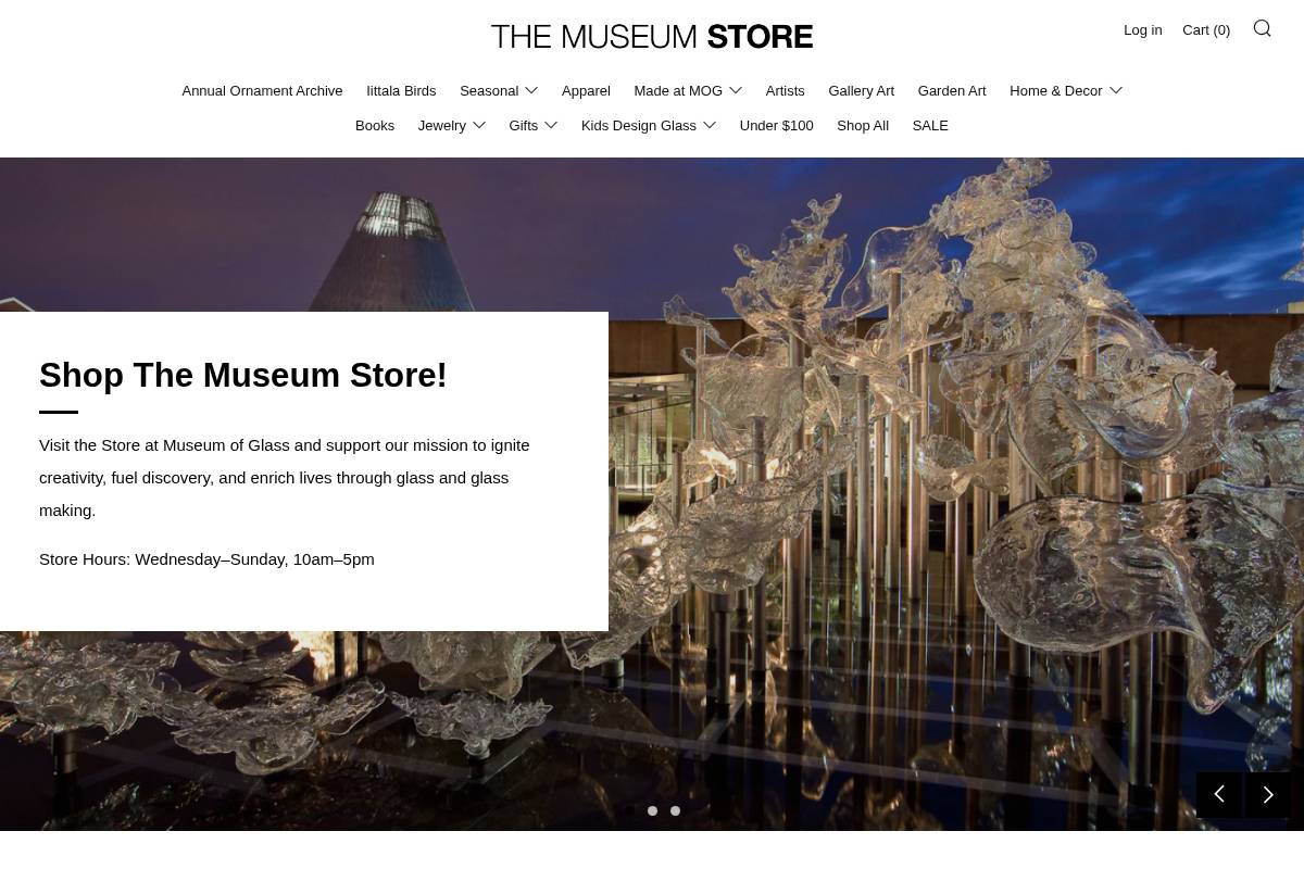 museumofglassstore.org homepage screenshot