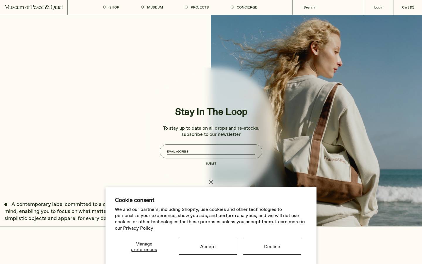 museumofpeaceandquiet.us homepage screenshot