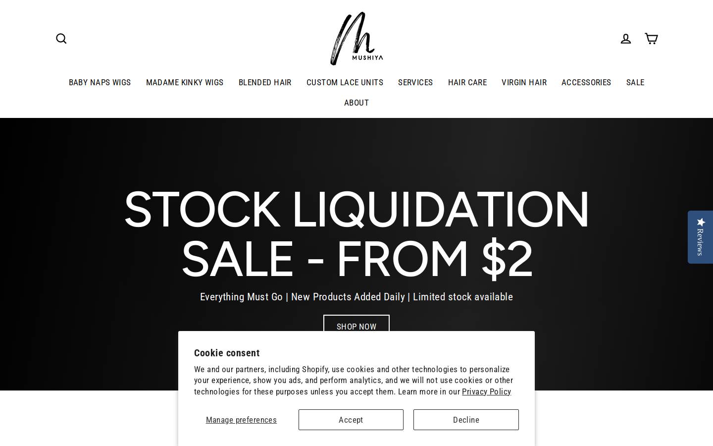 mushiyabeauty.com homepage screenshot