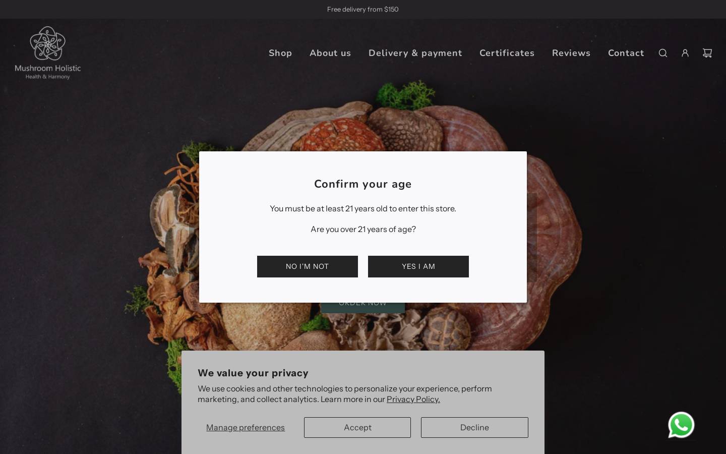Mushroomholistic homepage screenshot