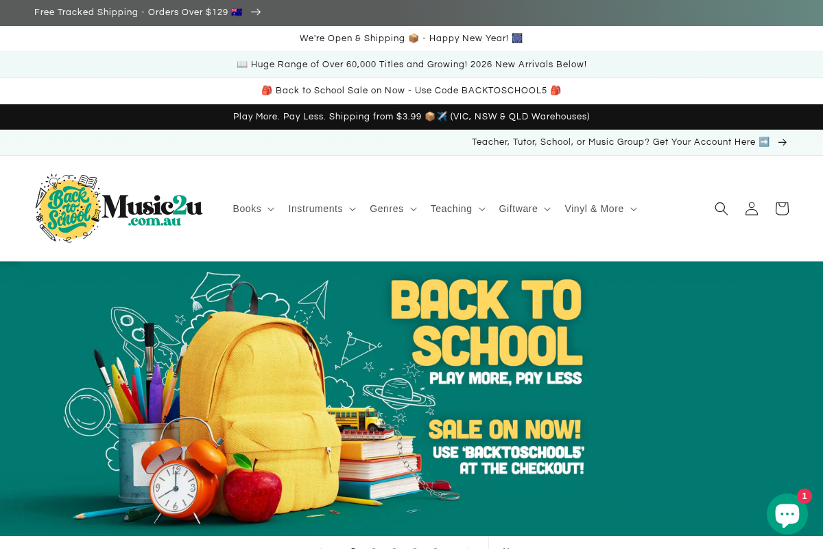 Music2u.com.au homepage screenshot