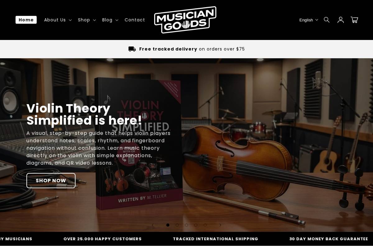 Musiciangoods homepage screenshot