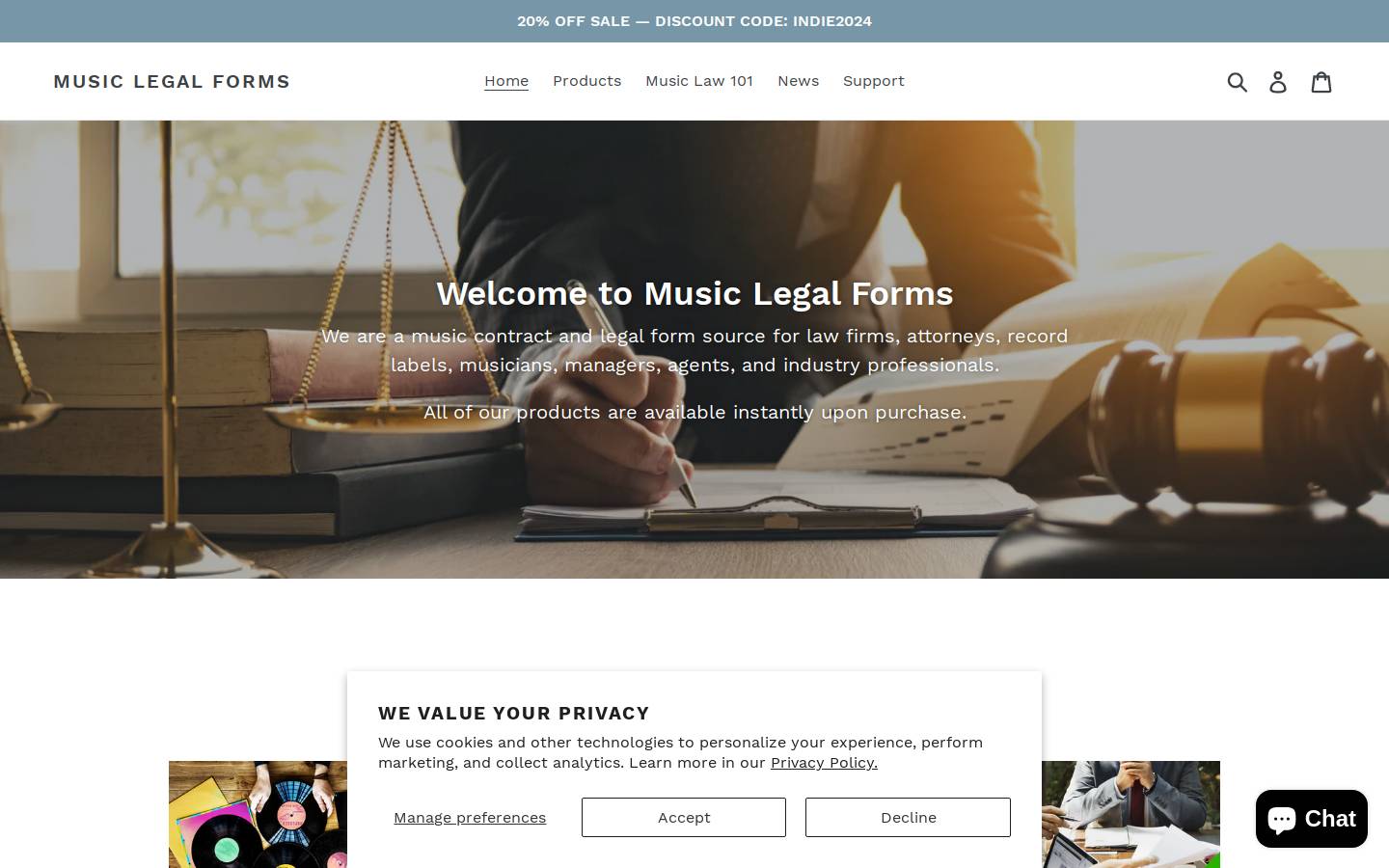 musiclegalforms.com homepage screenshot