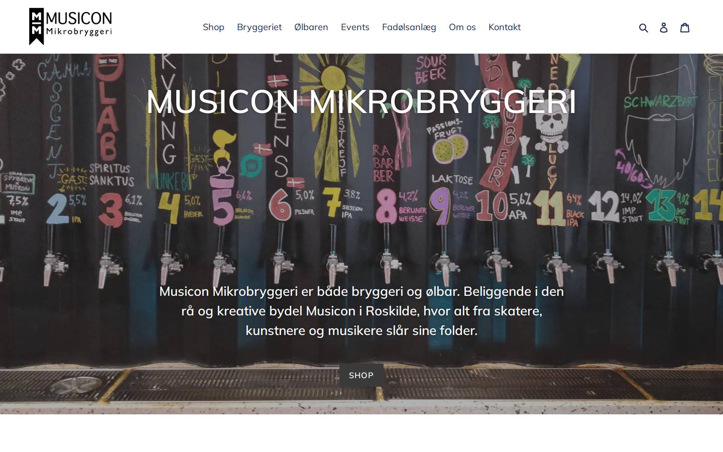 musiconmikrobryggeri.dk homepage screenshot
