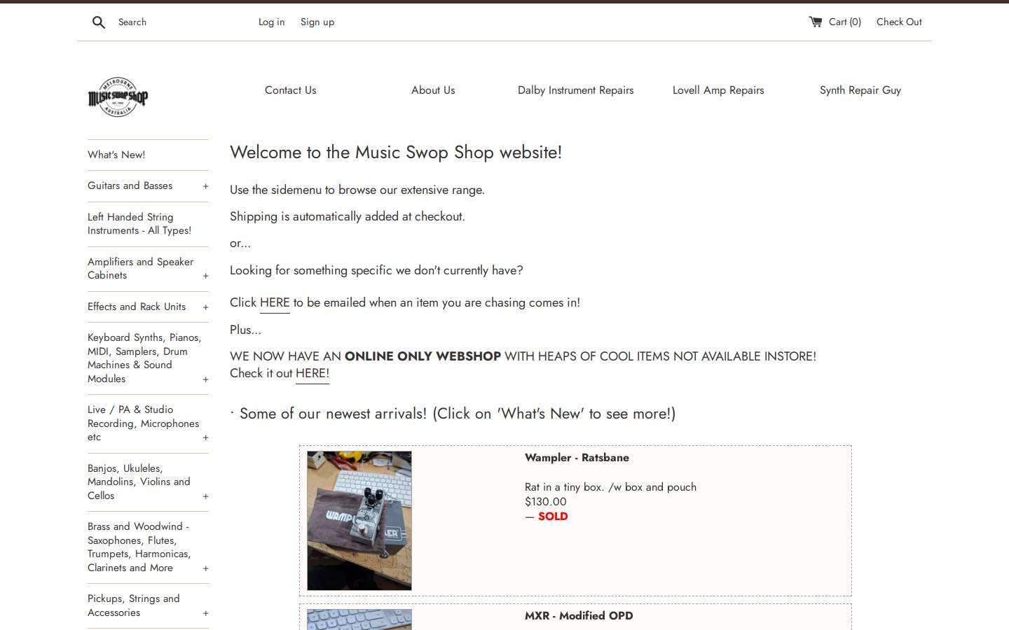 musicswopshop.com.au homepage screenshot