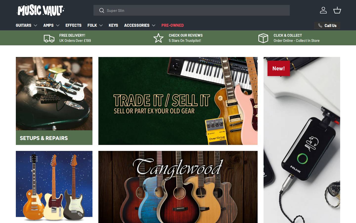 musicvault.co.uk homepage screenshot