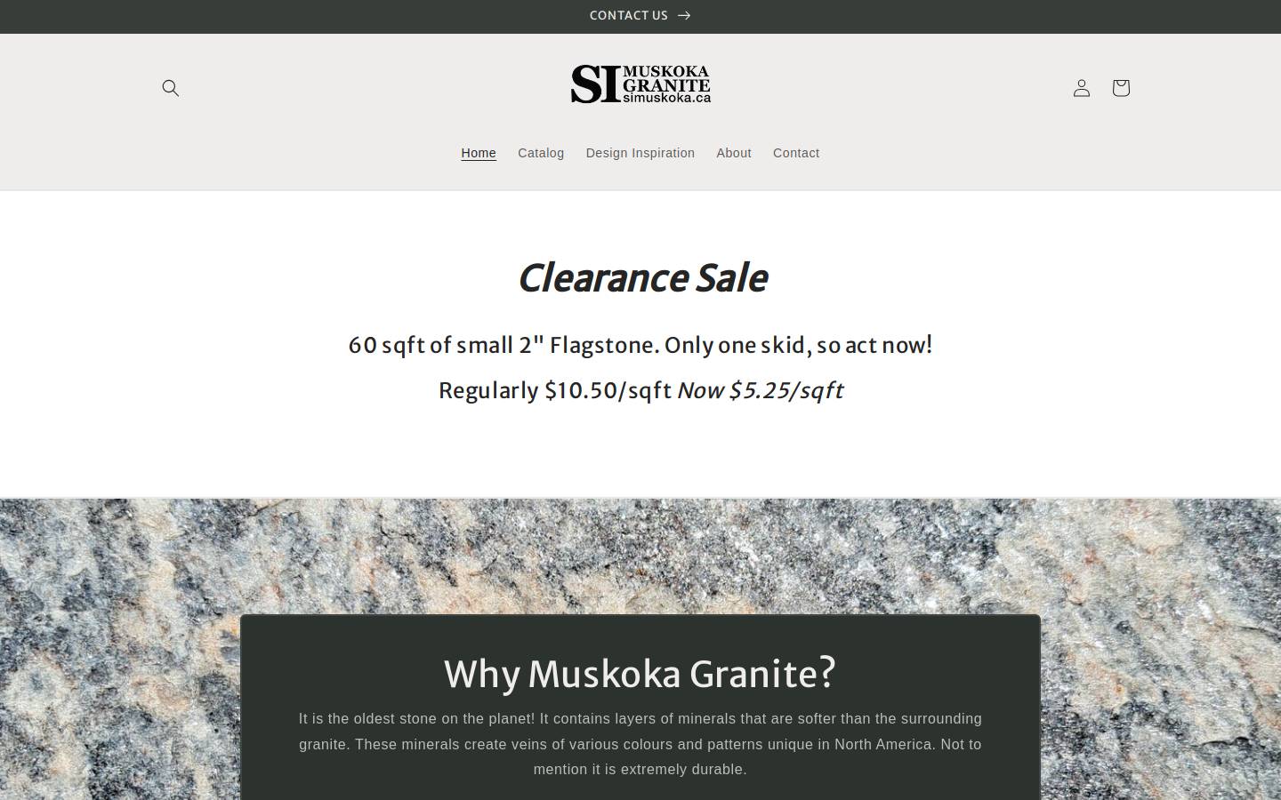muskokagraniteproducts.com homepage screenshot