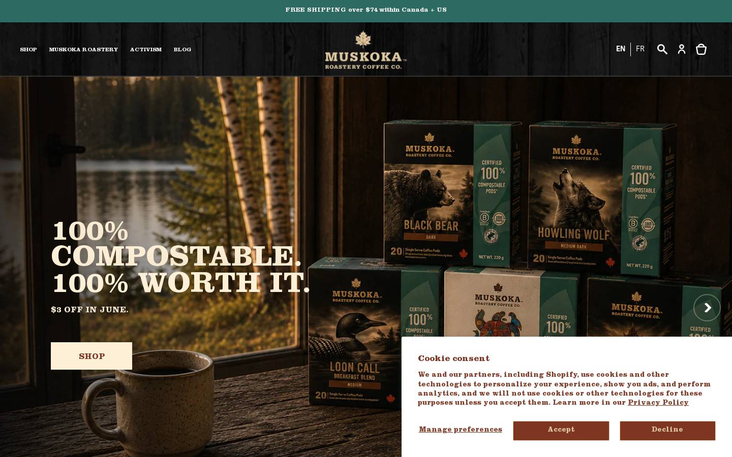 muskokaroastery.com homepage screenshot