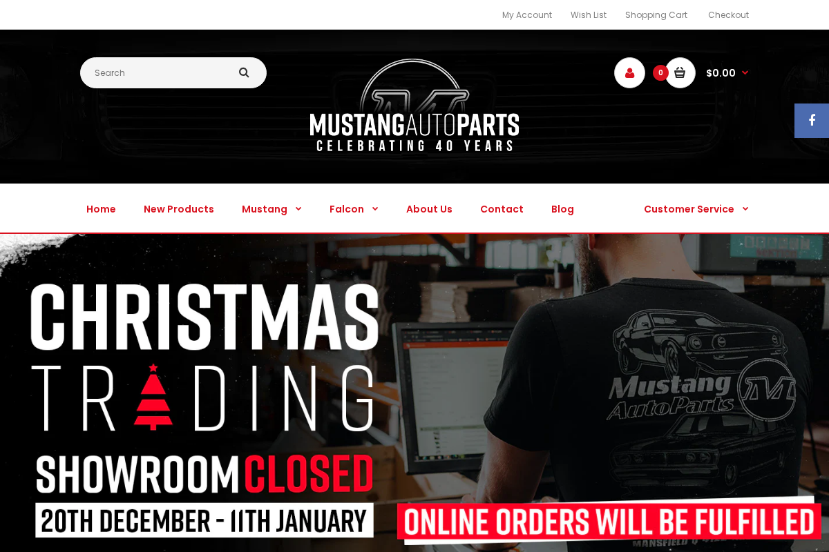 mustangautoparts.com.au homepage screenshot