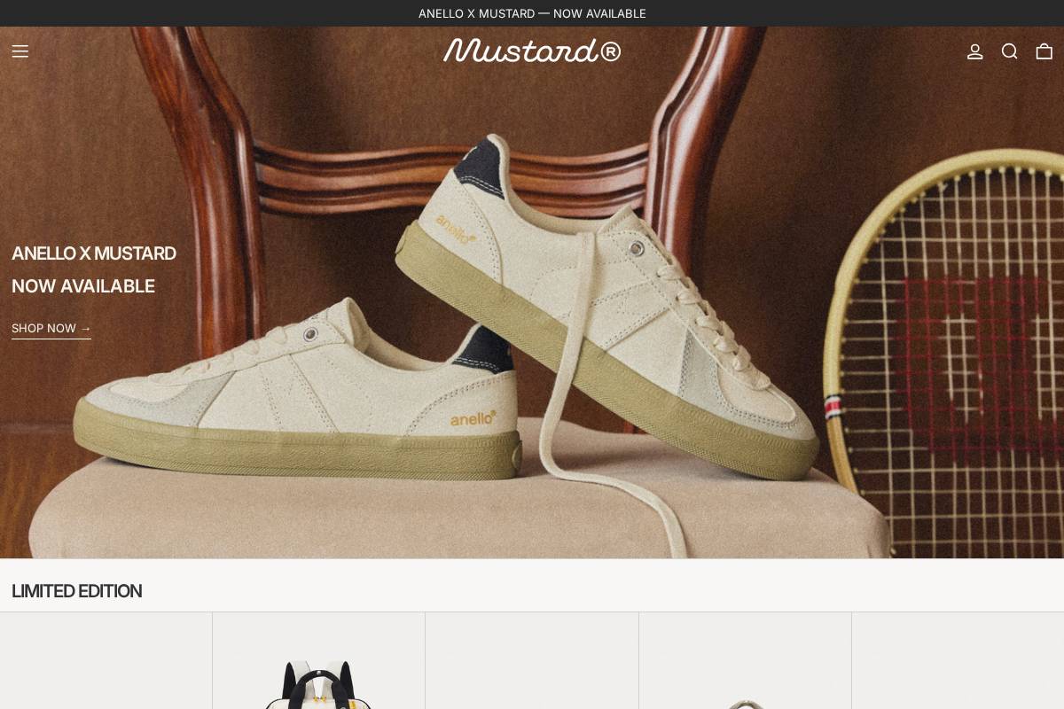 mustardsneakers.com homepage screenshot