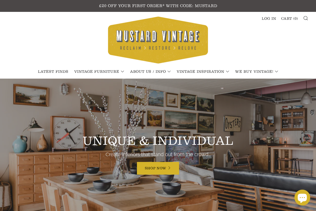 mustardvintage.com homepage screenshot
