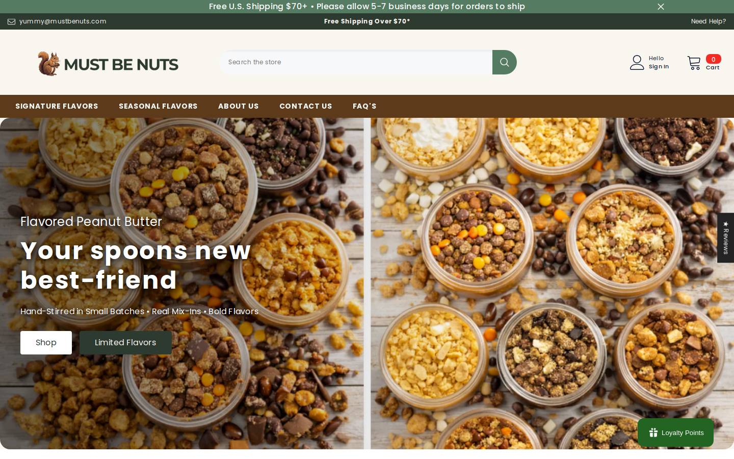mustbenuts.com homepage screenshot