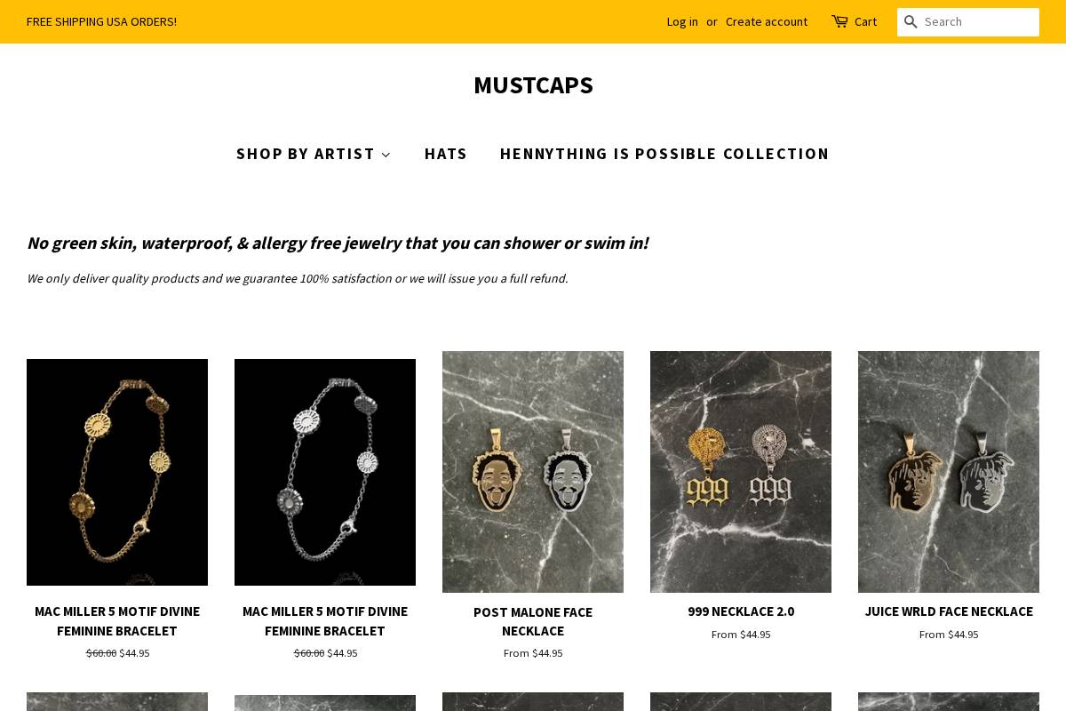 Mustcaps homepage screenshot